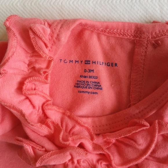 tommy hilfiger coral ruffle top 0-3 months baby girl - Picture 3 of 5